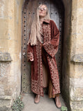 The Agatha Long Jacket in Rusty Red Velvet | Antique-Inspired & Traditionally Made