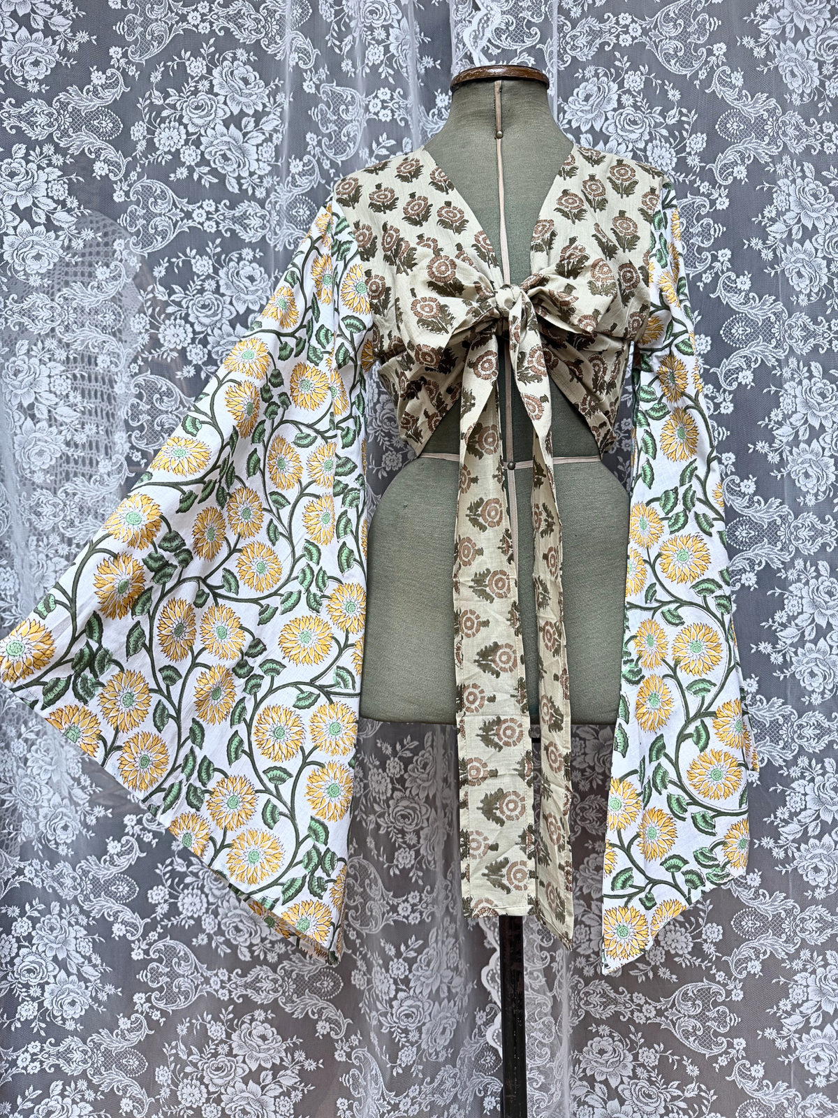 The Sofiya Wrap Blouse in Goldie | Handmade Indian Block Print Top