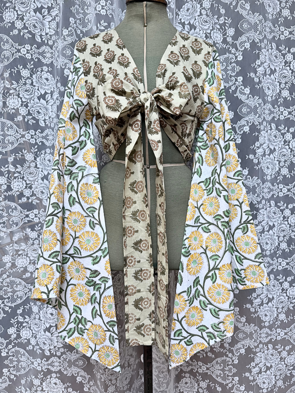 The Sofiya Wrap Blouse in Goldie | Handmade Indian Block Print Top