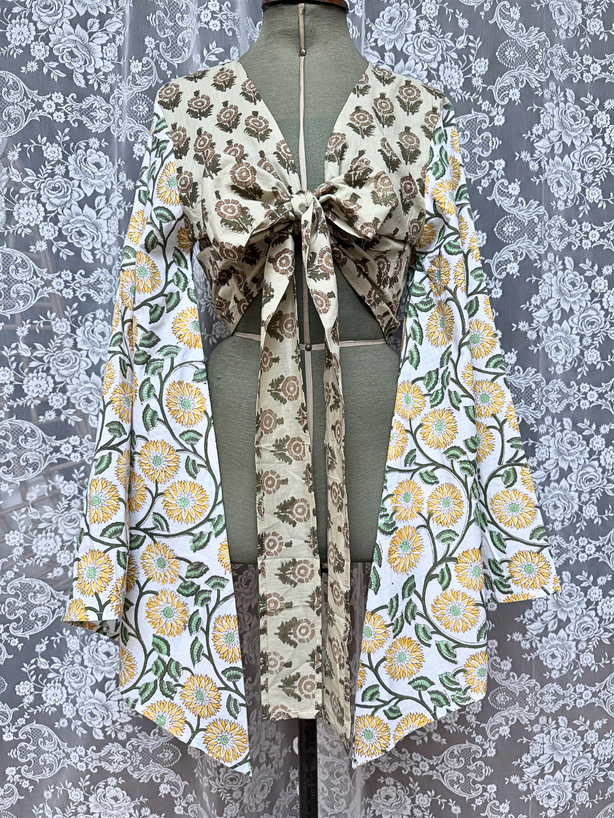 The Sofiya Wrap Blouse in Goldie | Handmade Indian Block Print Top