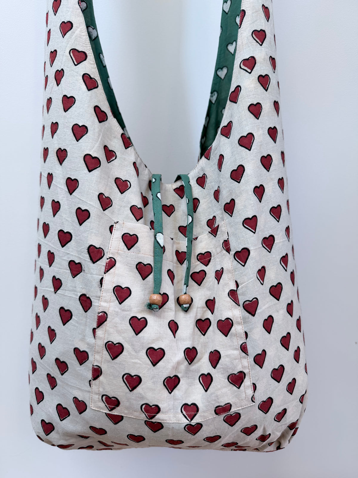 Reversible Harmony Indian Block Print Bag: 'Irish Blood, English Heart'