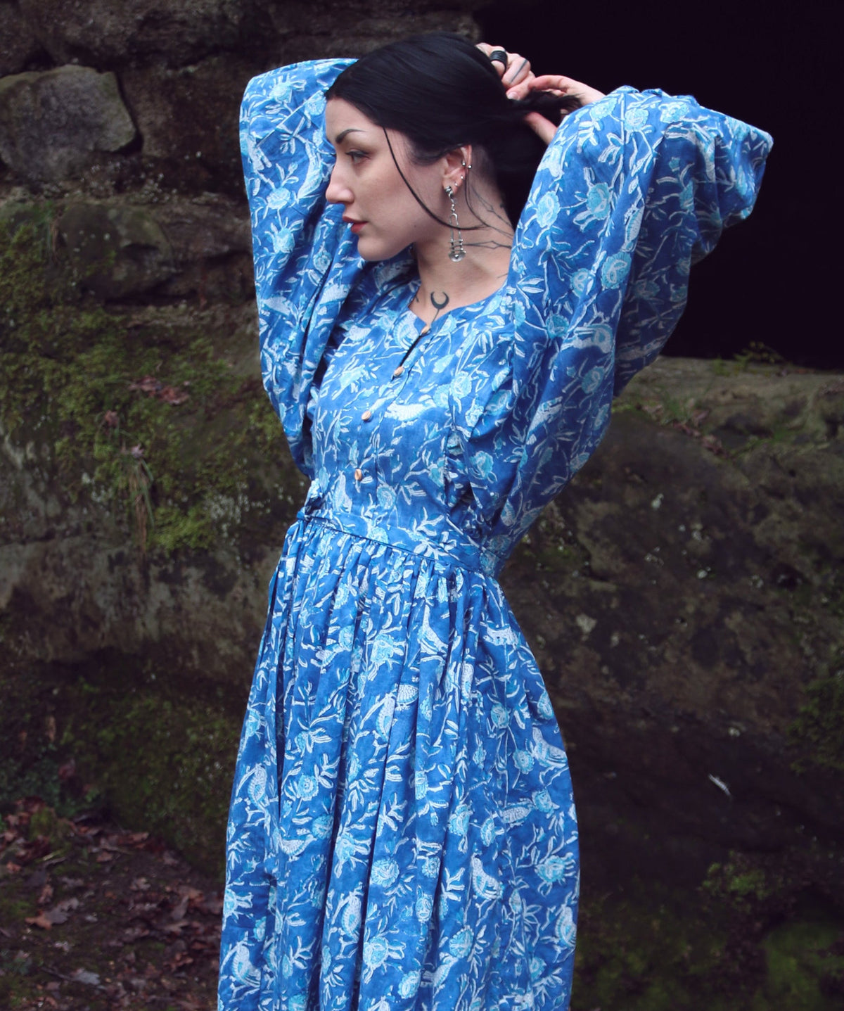 The Evangelina Block Print Dress | Bluebirds
