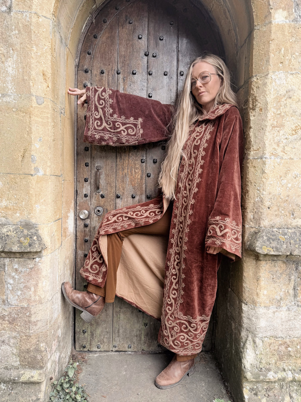The Agatha Long Jacket in Rusty Red Velvet | Antique-Inspired & Traditionally Made