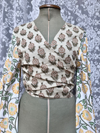 The Sofiya Wrap Blouse in Goldie | Handmade Indian Block Print Top