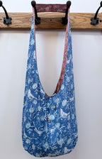 Handmade Reversible Harmony Bag: Bluebirds and Peach Daisies