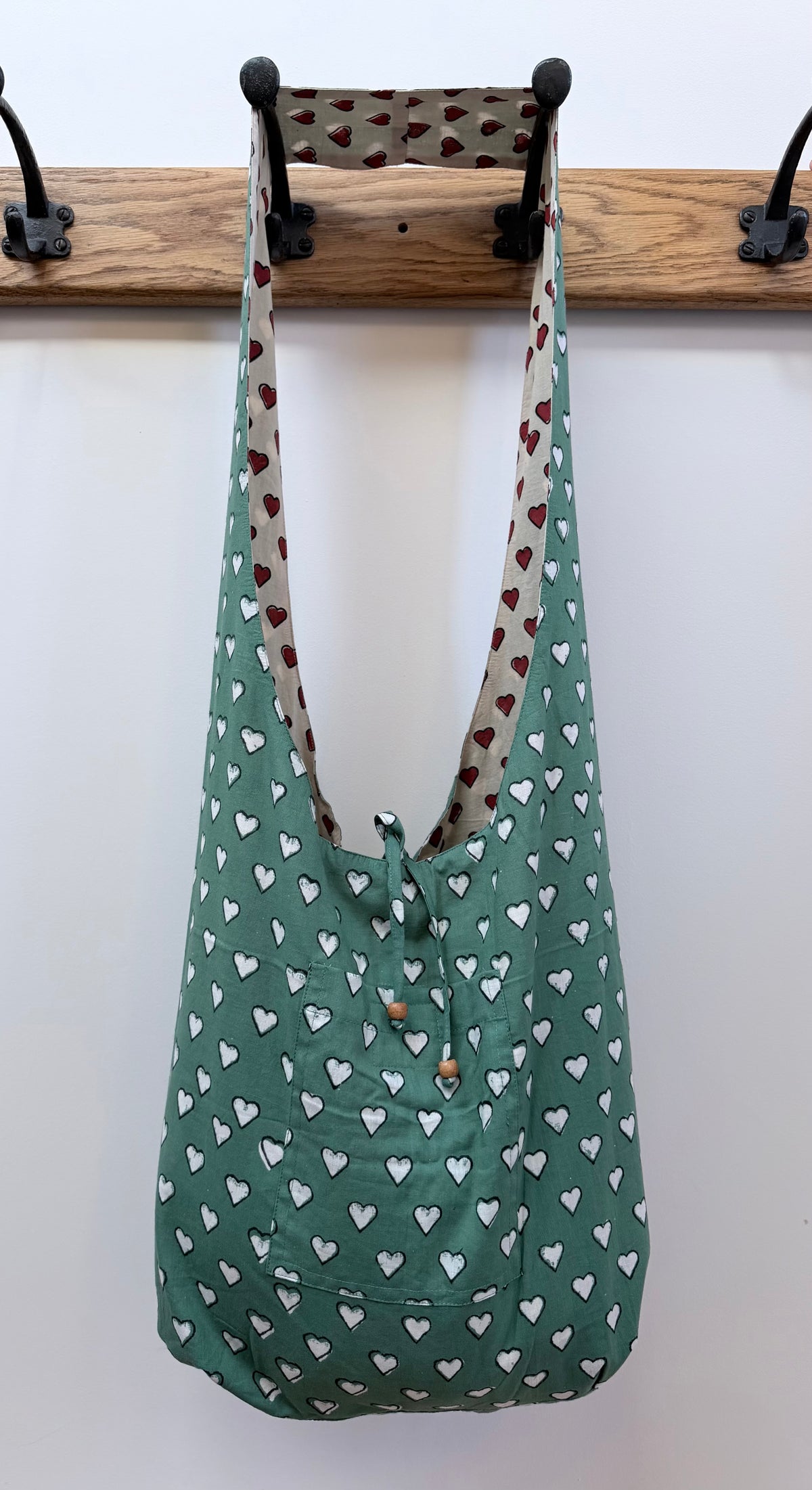 Reversible Harmony Indian Block Print Bag: 'Irish Blood, English Heart'