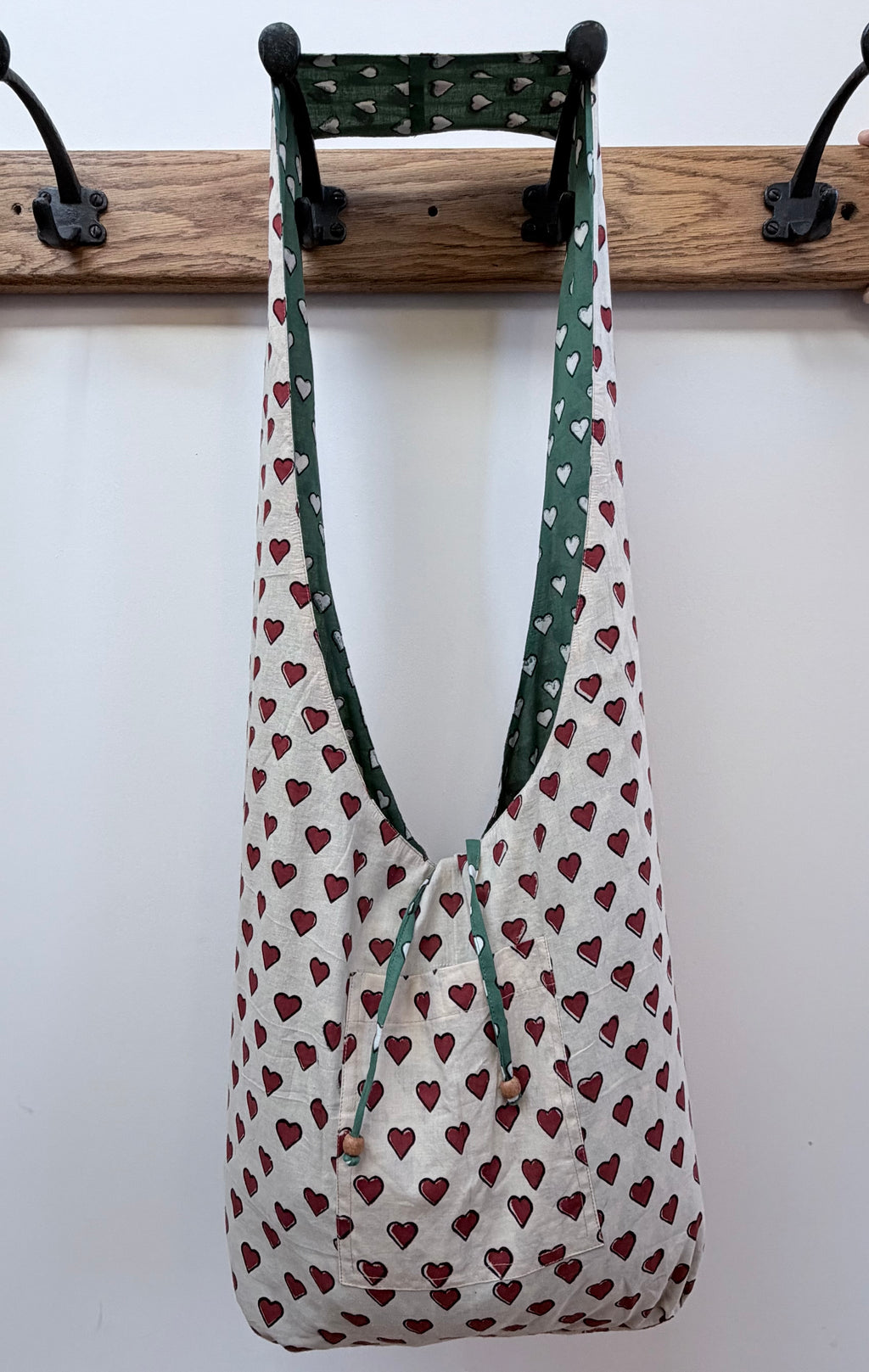 Reversible Harmony Indian Block Print Bag: 'Irish Blood, English Heart'
