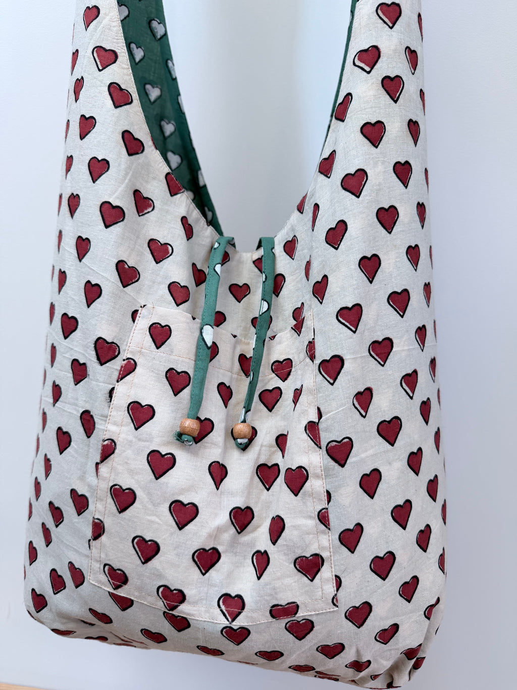 Reversible Harmony Indian Block Print Bag: 'Irish Blood, English Heart'