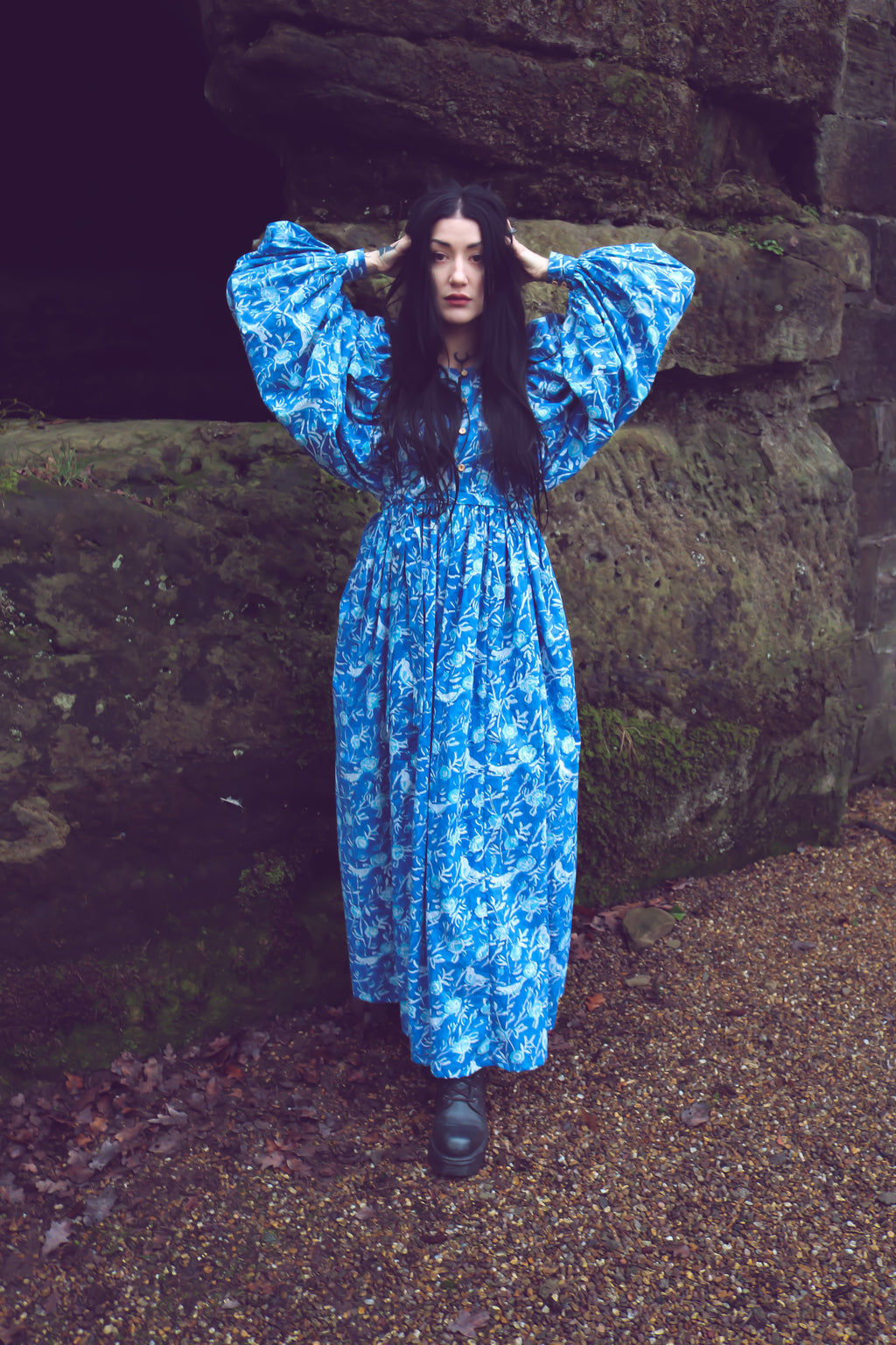 The Evangelina Block Print Dress | Bluebirds