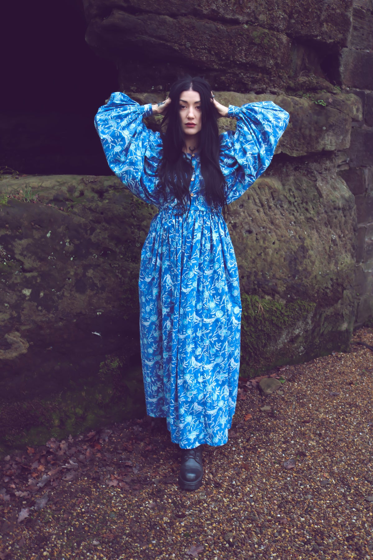 The Evangelina Block Print Dress | Bluebirds