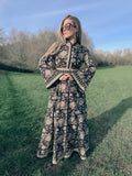 The Florence Bell Sleeve Dress in Black | Traditionally Made & Block Printed