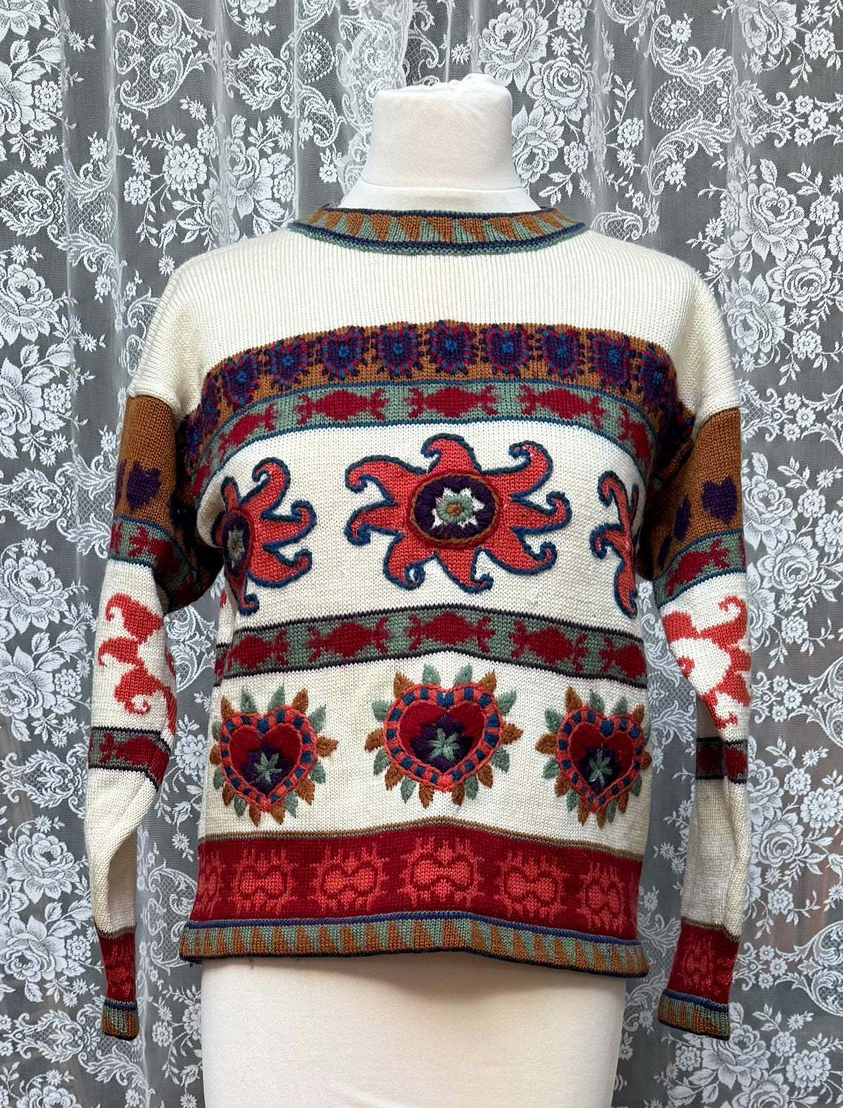 Winter Sun: 1990s French Connection Vintage Embroidered Sun Jumper
