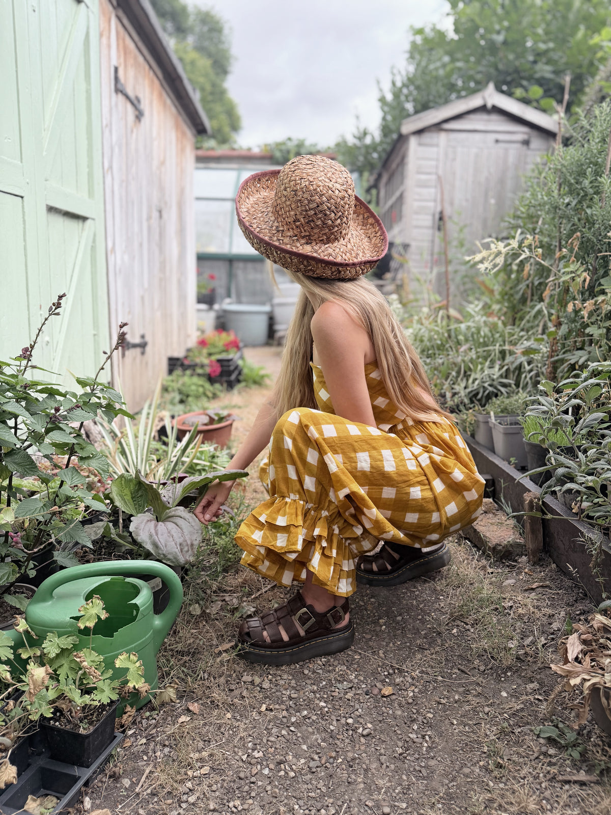 The Beatrice Top in Mustard Yellow Gingham | Traditionally Made and Hand Block Printed