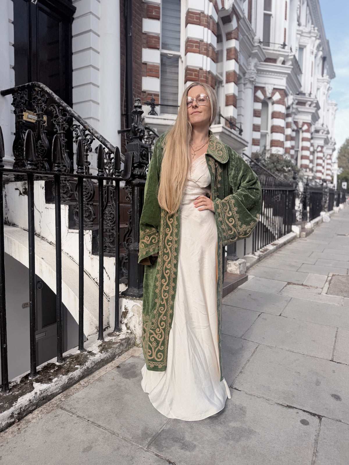 The Agatha Long Jacket in Emerald Green Velvet | Antique-Inspired & Traditionally Made