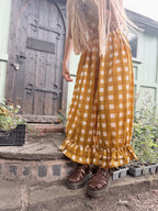 The Beatrice Bloomers in Mustard Yellow Gingham | Traditionally Made and Hand Block Printed