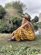 The Beatrice Bloomers in Mustard Yellow Gingham | Traditionally Made and Hand Block Printed