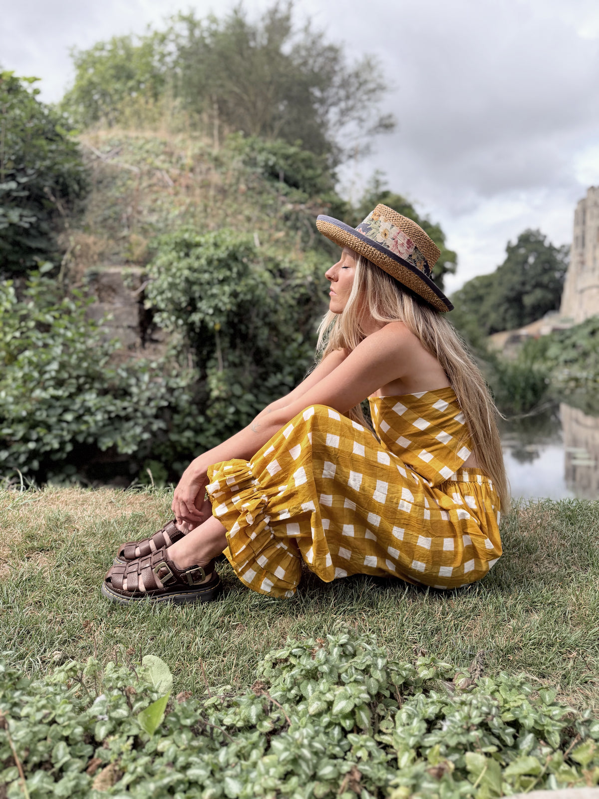 The Beatrice Bloomers in Mustard Yellow Gingham | Traditionally Made and Hand Block Printed