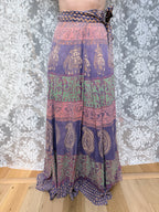 Vintage Bohemian 1970s Block Print Wrap Maxi Skirt