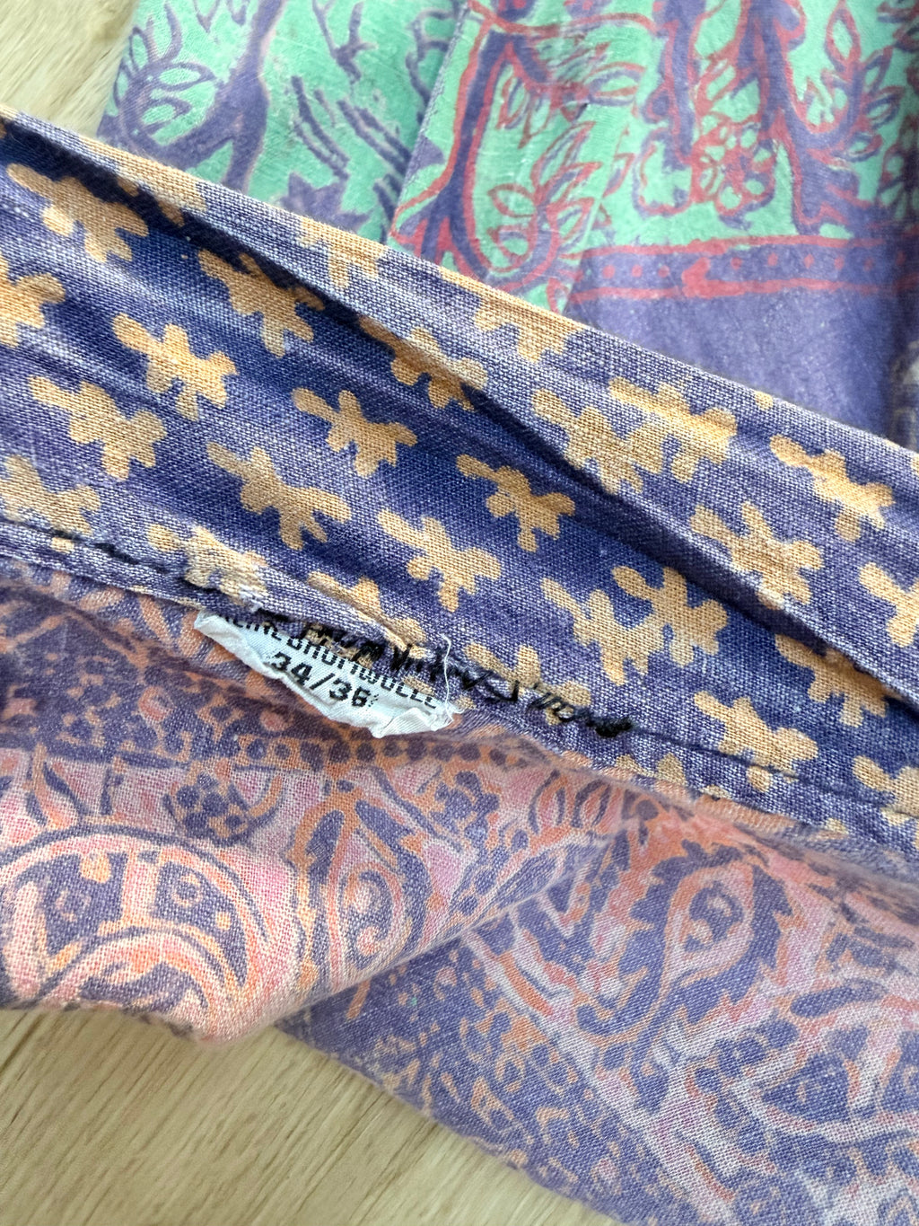 Vintage Bohemian 1970s Block Print Wrap Maxi Skirt