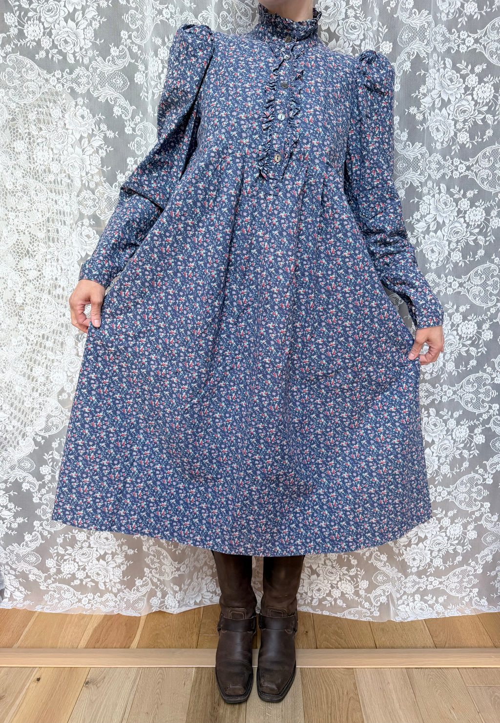 Vintage Laura Ashley Made in GB Ditsy Floral Prairie Dress