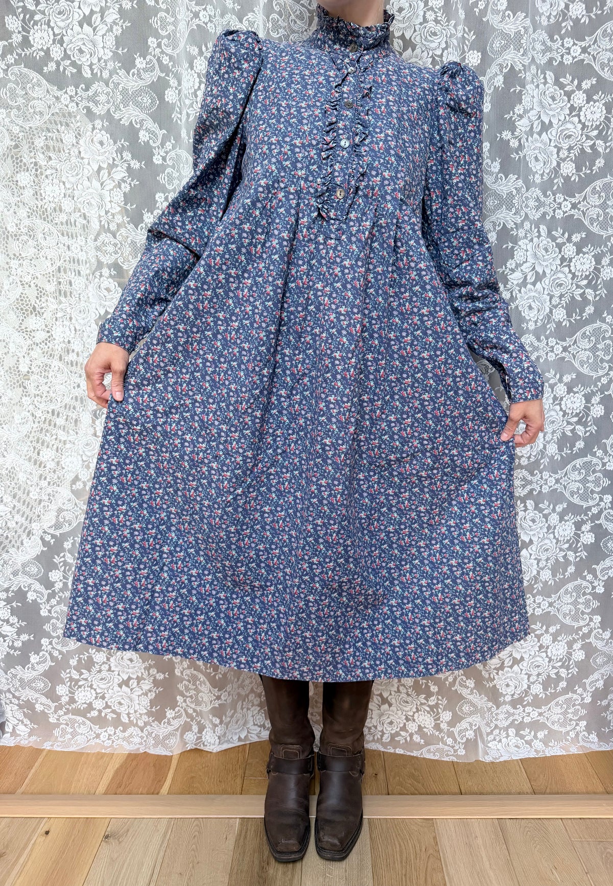 Vintage Laura Ashley Made in GB Ditsy Floral Prairie Dress