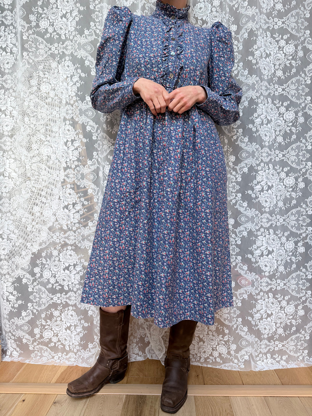 Vintage Laura Ashley Made in GB Ditsy Floral Prairie Dress