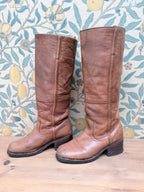 Vintage 1970s Frye Tan Embroidered Boots