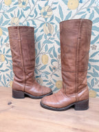 Vintage 1970s Frye Tan Embroidered Boots