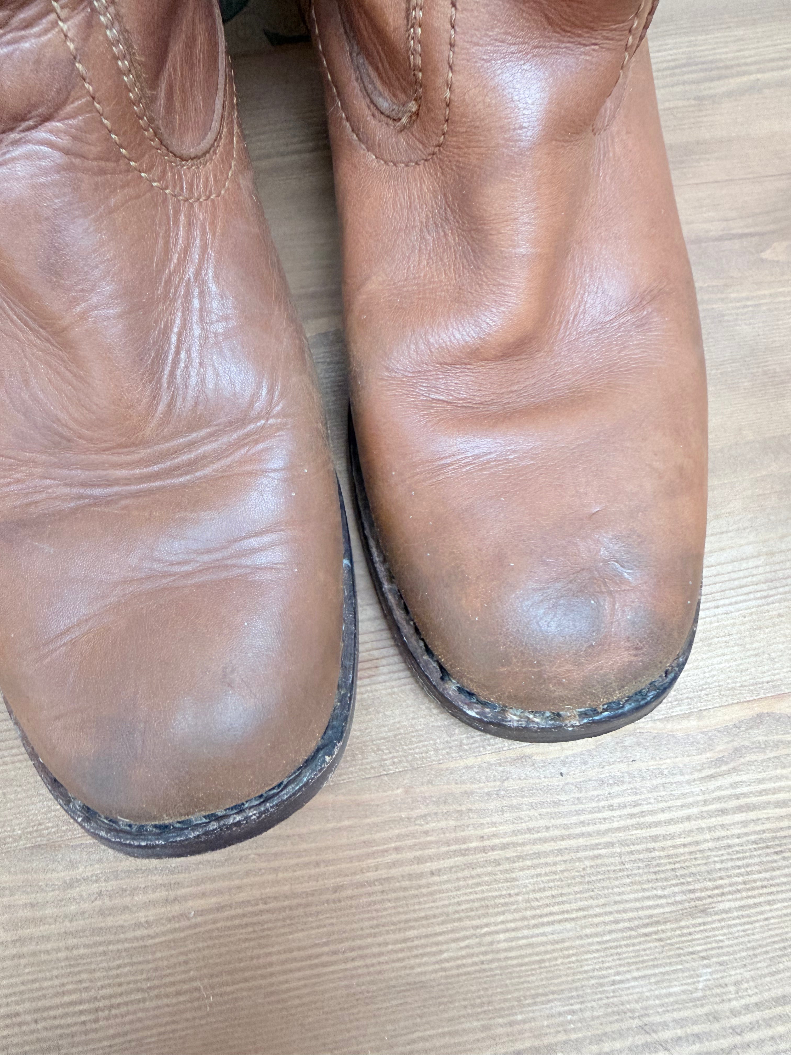 Vintage 1970s Frye Tan Embroidered Boots