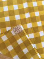 The Beatrice Headscarf in Mustard Gingham | Traditionally Made & Hand Block Printed