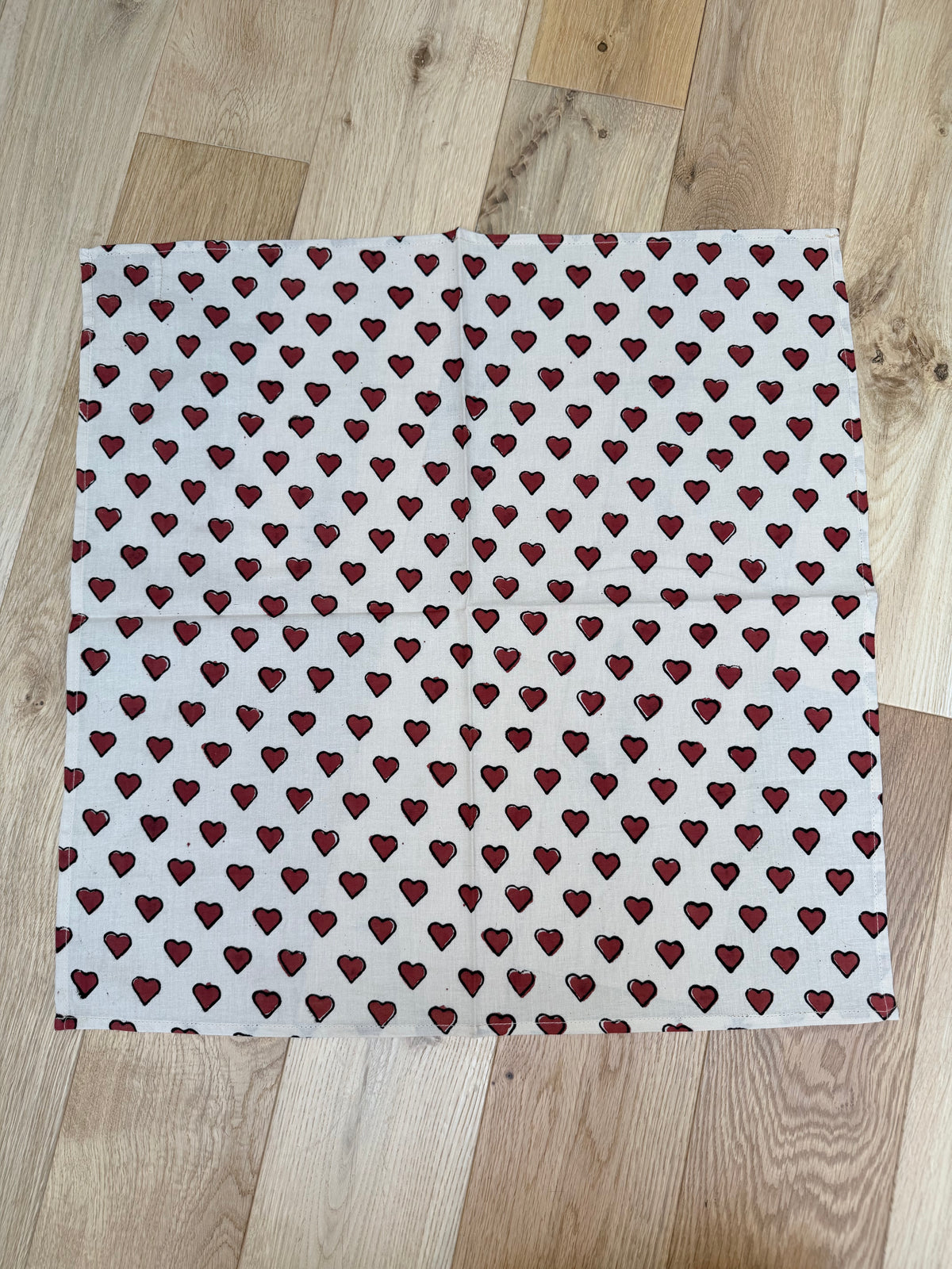 The Beatrice Headscarf in English Hearts | Traditionally Made & Hand Block Printed