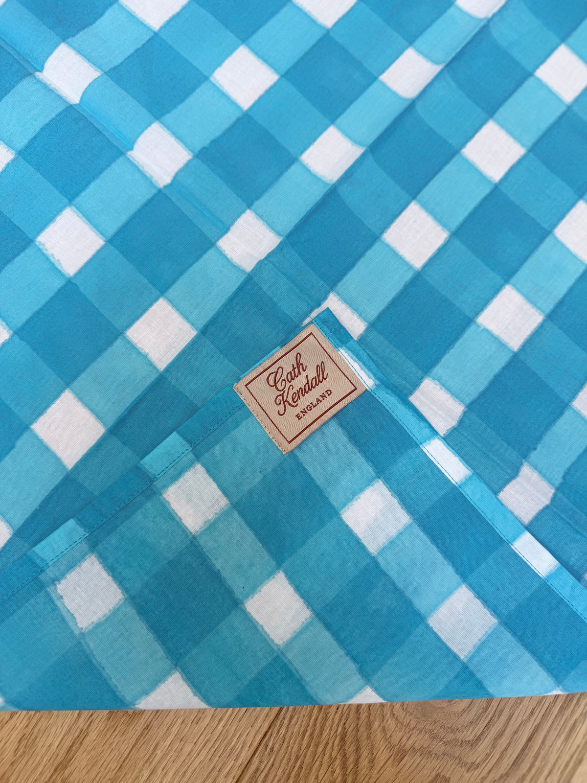 The Beatrice Headscarf in Ocean Blue Gingham | Traditionally Made & Hand Block Printed
