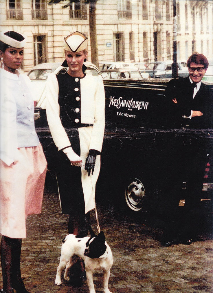 Vintage 1980s YSL Rive Gauche Picasso Collection Black & Cream Suit