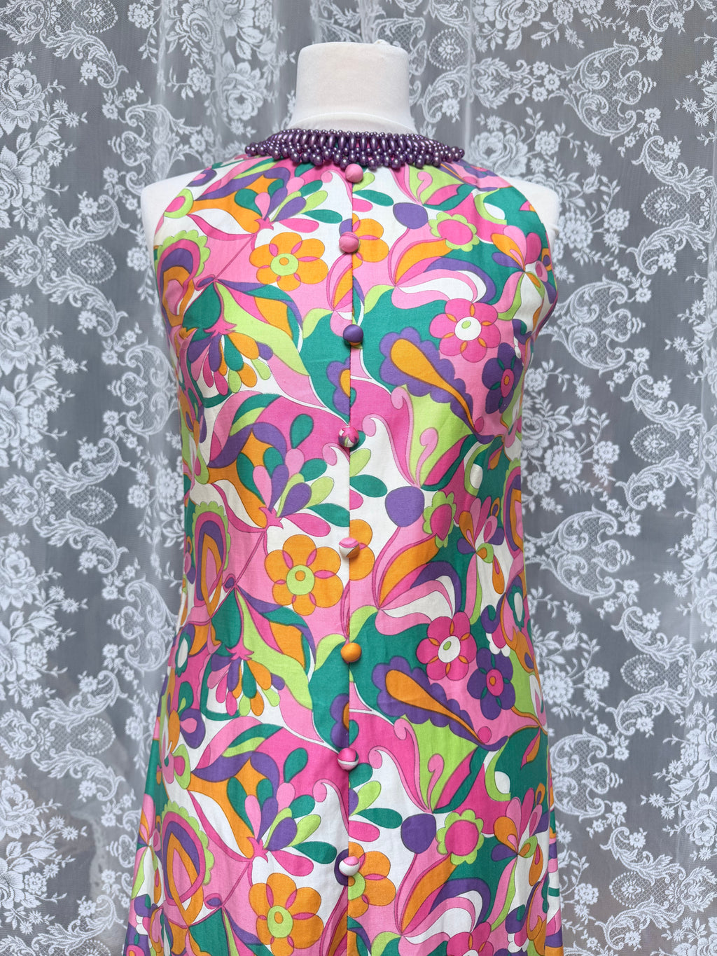 Vintage 1960s Richard Shops Psychedelic Maxi Dress