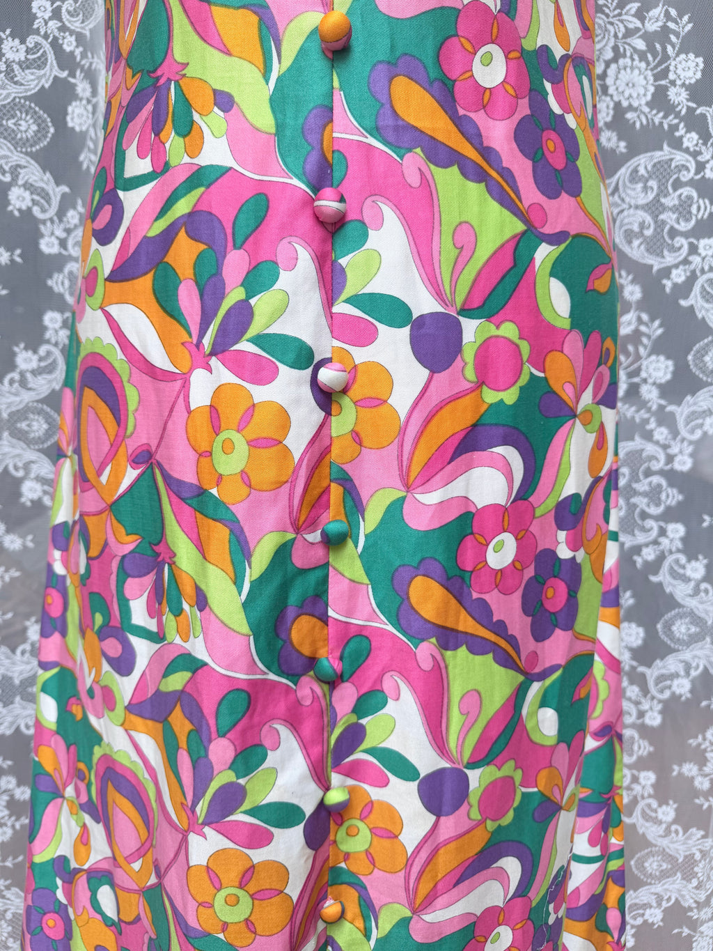 Vintage 1960s Richard Shops Psychedelic Maxi Dress