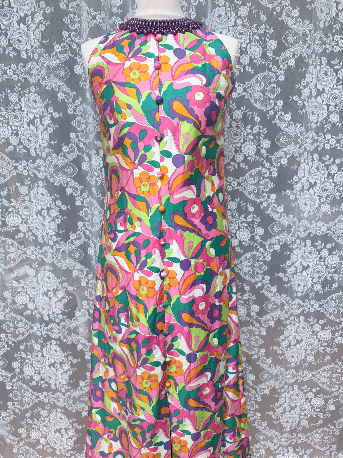 Vintage 1960s Richard Shops Psychedelic Maxi Dress