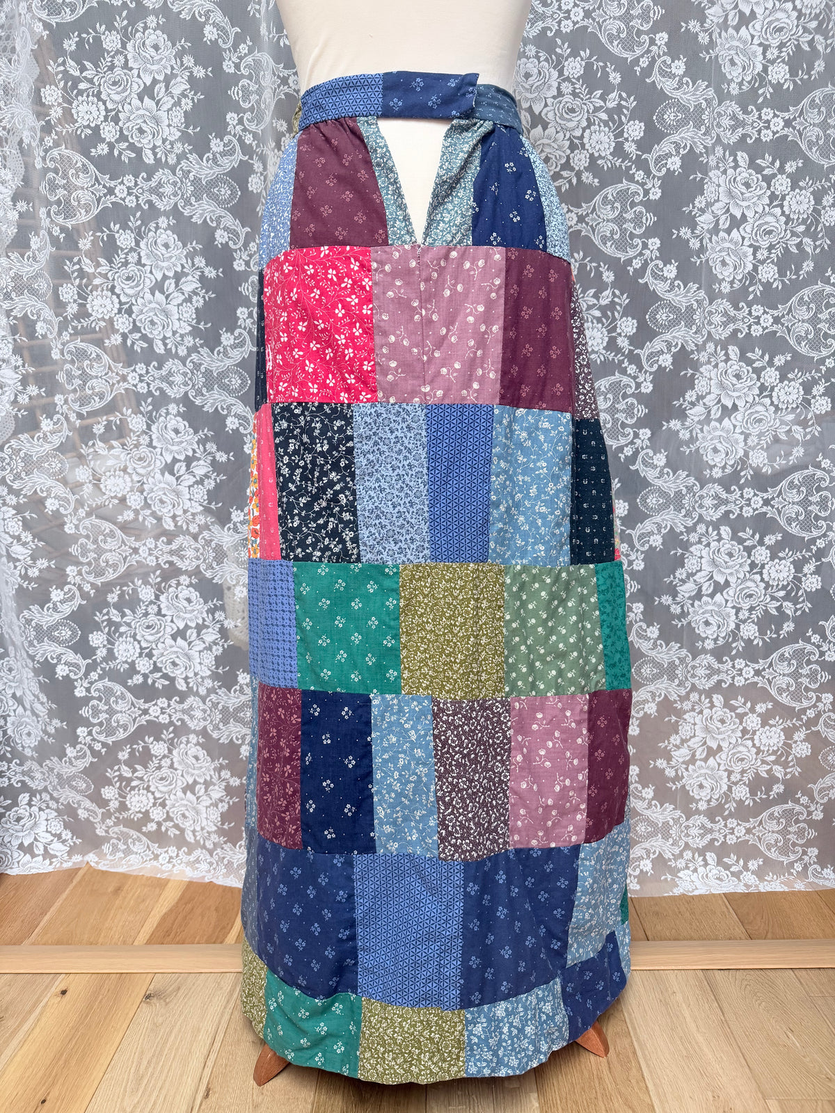 Handmade 1970s Patchwork Skirt Made From Laura Ashley Materials