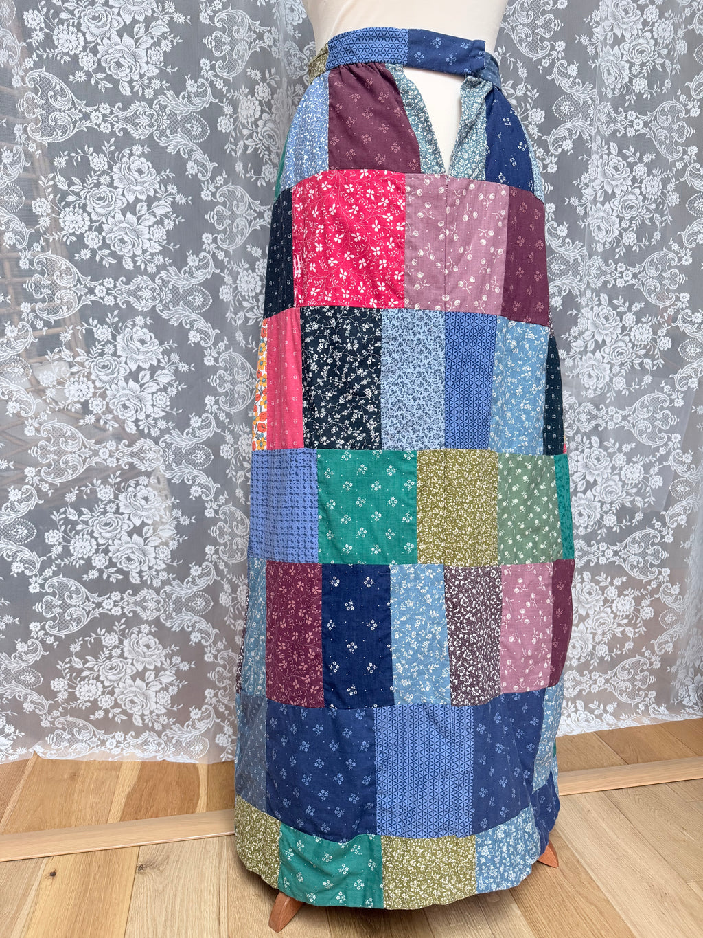 Handmade 1970s Patchwork Skirt Made From Laura Ashley Materials