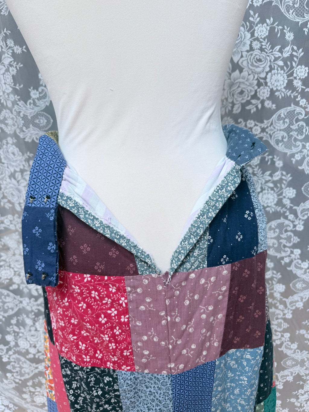 Handmade 1970s Patchwork Skirt Made From Laura Ashley Materials