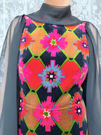 Vintage 1960s/1970s Frank Usher Velvet Geometric Maxi Dress
