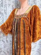 Vintage 1970s Handmade Velvet Chenille Revival Kaftan Dress