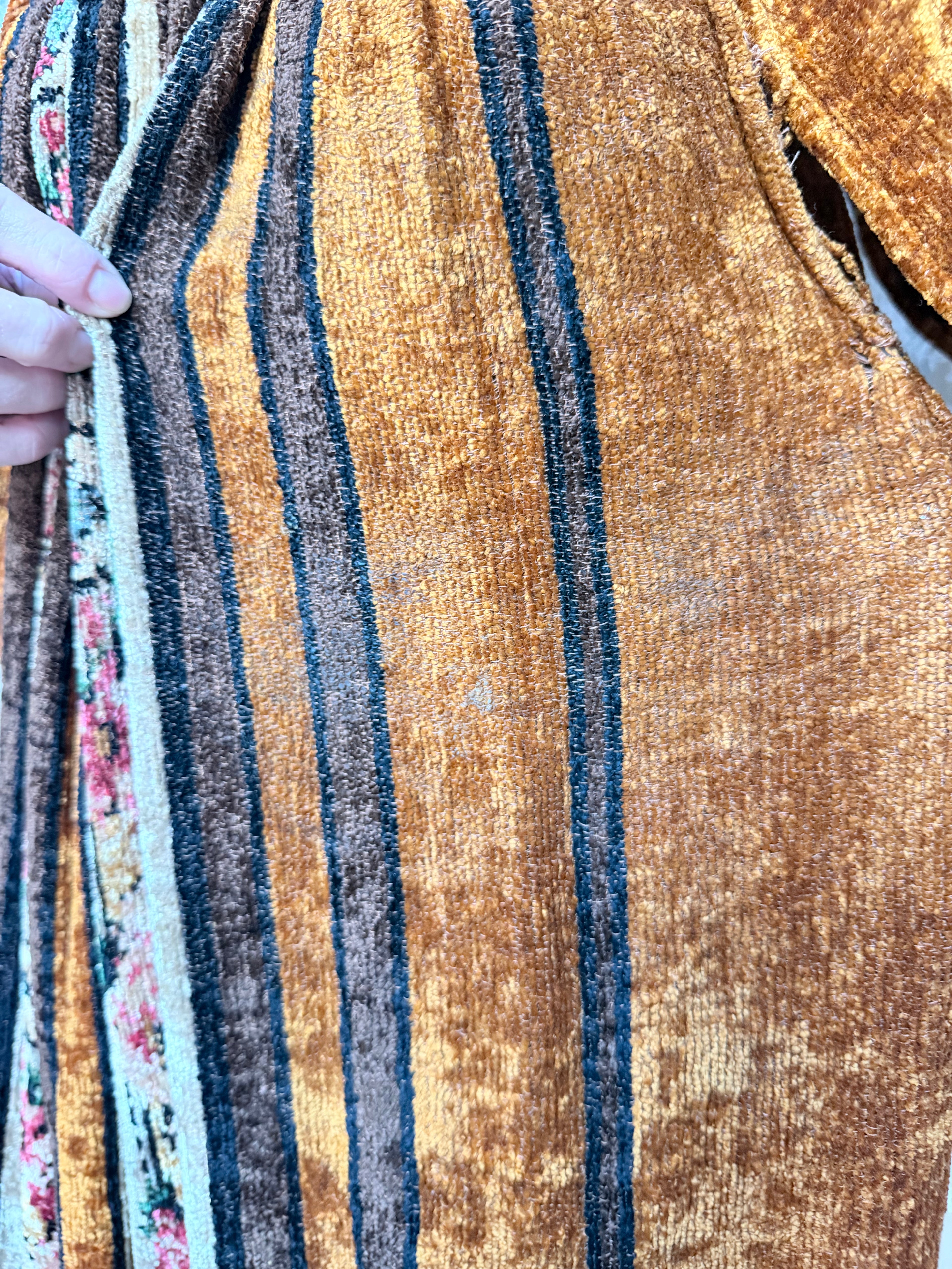 Vintage 1970s Handmade Velvet Chenille Revival Kaftan Dress