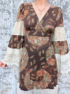 Rare 1970s Corky Craig California Lace Bell Sleeve Maxi Dress