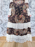 Rare 1970s Corky Craig California Lace Bell Sleeve Maxi Dress