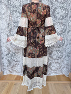 Rare 1970s Corky Craig California Lace Bell Sleeve Maxi Dress