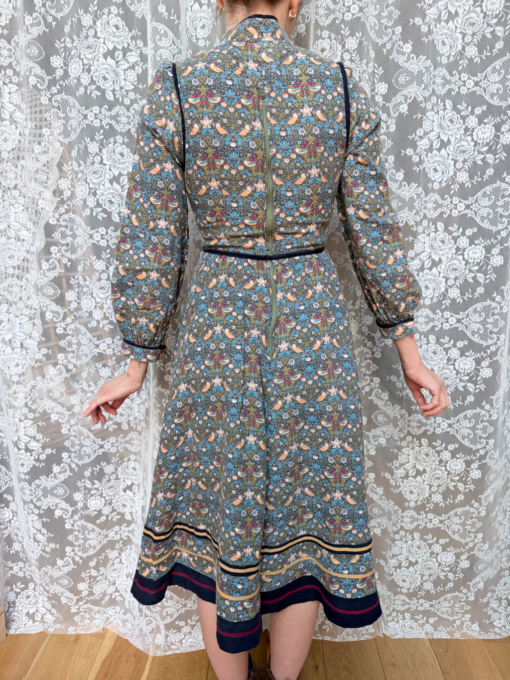 Vintage Origin 1970s Liberty of London Willian Morris Strawberry Thief Midi Dress