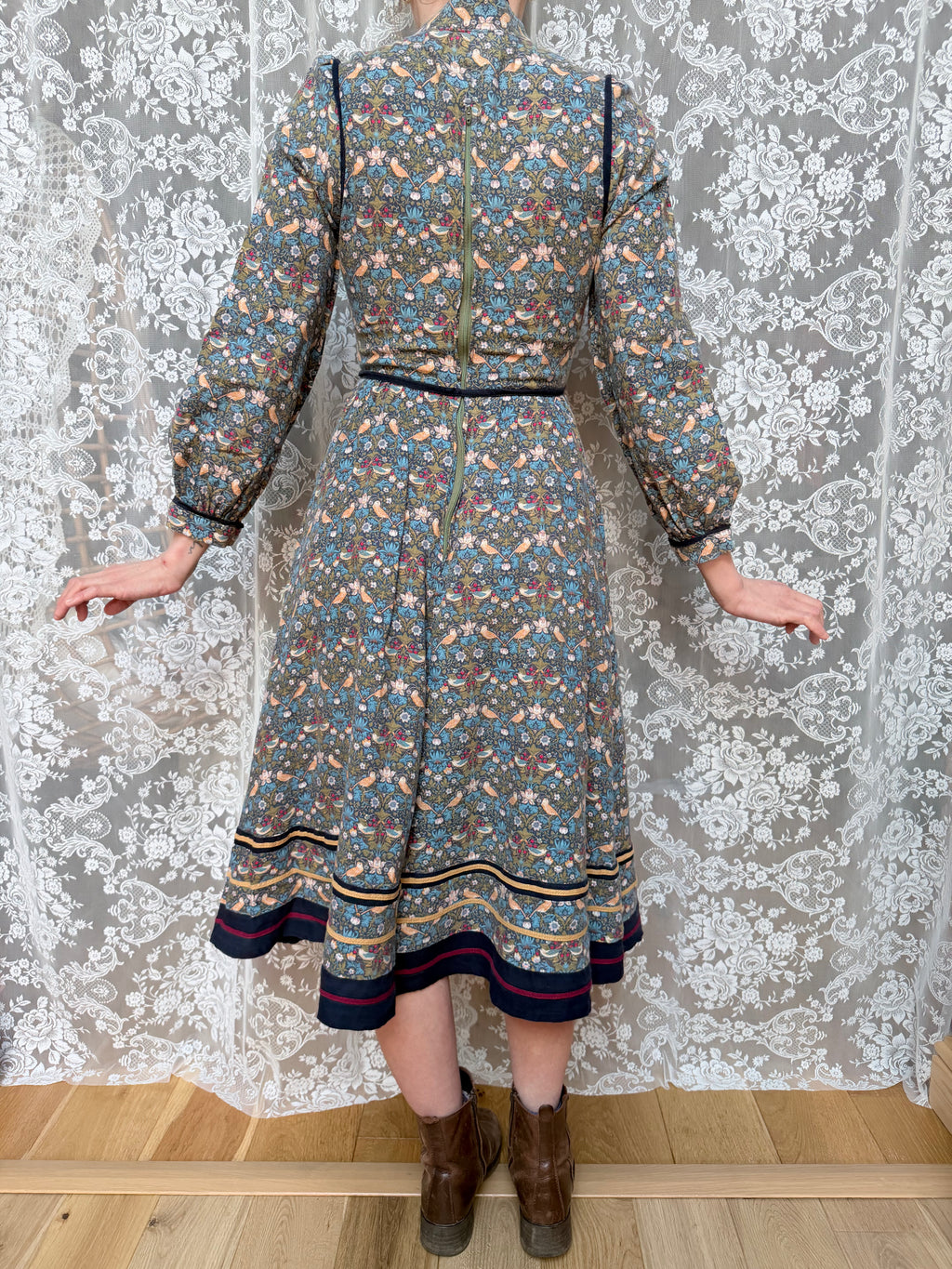 Vintage Origin 1970s Liberty of London Willian Morris Strawberry Thief Midi Dress