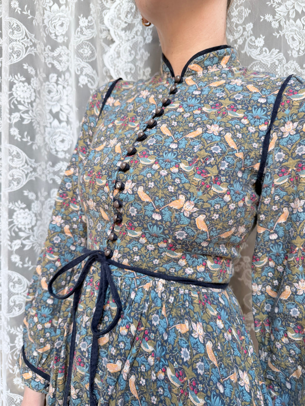 Vintage Origin 1970s Liberty of London Willian Morris Strawberry Thief Midi Dress