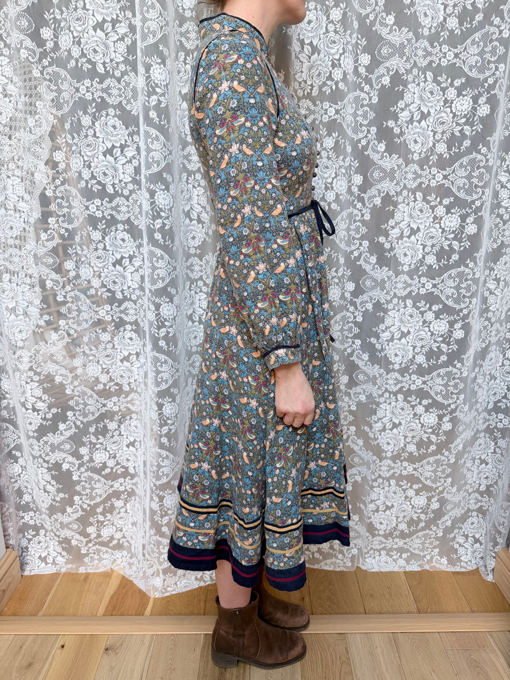 Vintage Origin 1970s Liberty of London Willian Morris Strawberry Thief Midi Dress