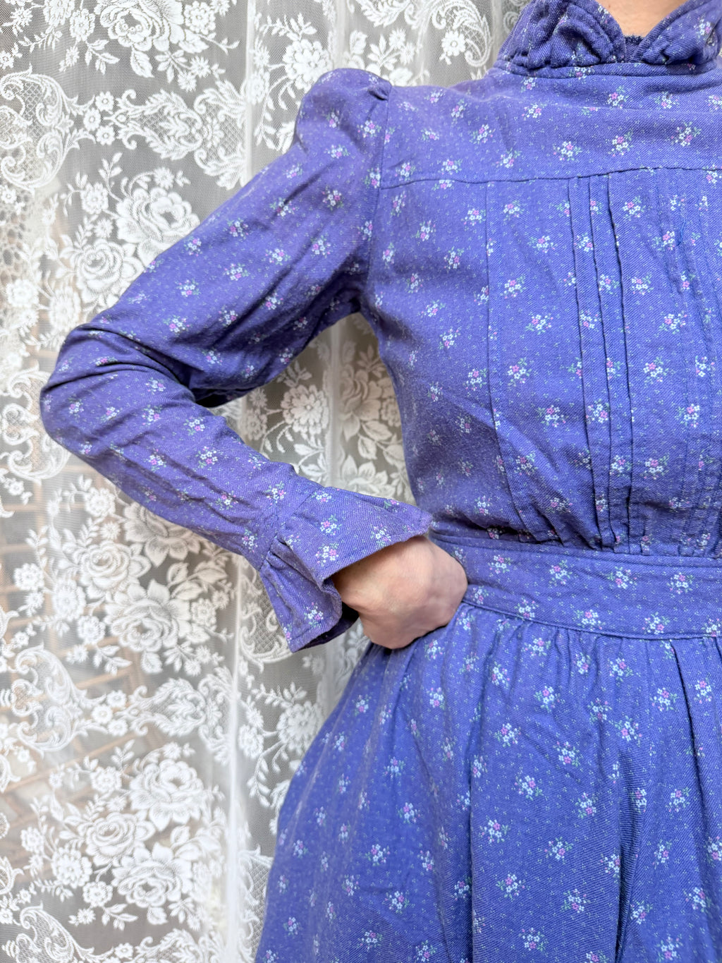 Vintage 1970s Laura Ashley Ditsy Floral Prairie Dress